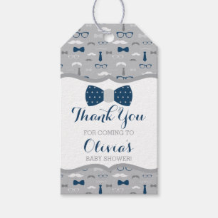 Little Man Thank You Tag, Blue, Grey, Bow Tie Gift Tags