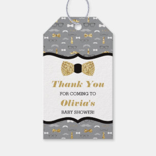 Little Man Thank You Tag, Faux Glitter, Bow Tie Gift Tags