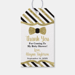 Little Man Thank You Tag, Faux Glitter, Bow Tie Gift Tags