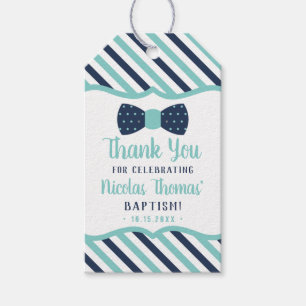 Little Man Thank You Tag, Navy, Turquoise, Baptism Gift Tags