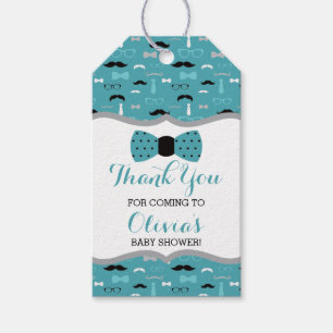 Little Man Thank You Tag, Teal, Black, Bow Tie Gift Tags