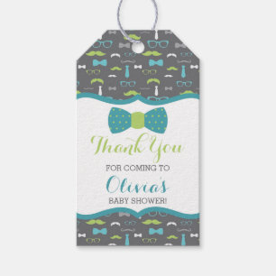 Little Man Thank You Tag, Teal, Green, Bow Tie Gift Tags