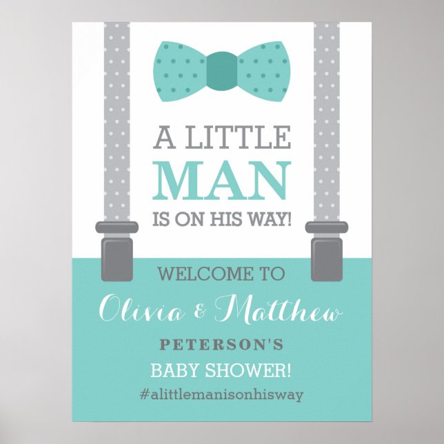 Little Man Welcome Sign Poster, Baby Shower (Front)