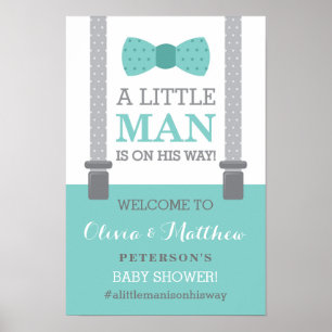 Little Man Welcome Sign Poster, Baby Shower