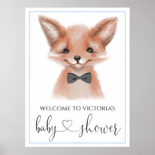 Little Man Woodland Fox Boy Baby Shower Signs