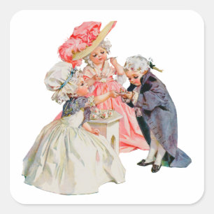 Little Martha Washington's Tea Party Square Sticker