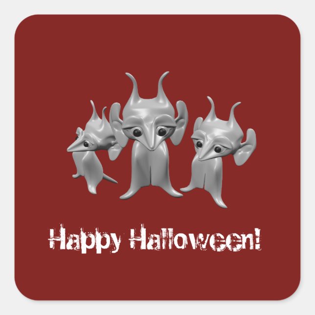 Little Martians,Happy Halloween ,personalised Square Sticker (Front)