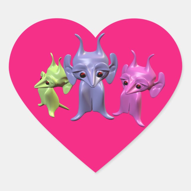 Little Martians Heart Sticker (Front)