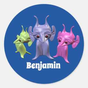 Little Martians, personalised for children. Classic Round Sticker