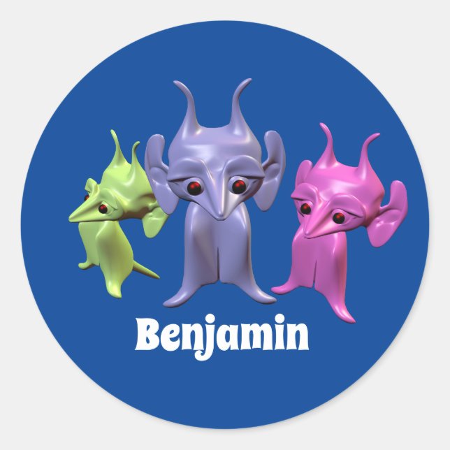 Little Martians, personalised for children. Classic Round Sticker (Front)