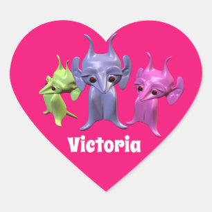 Little Martians, personalised for children. Heart Sticker