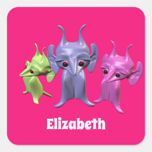 Little Martians, personalised for children. Square Sticker