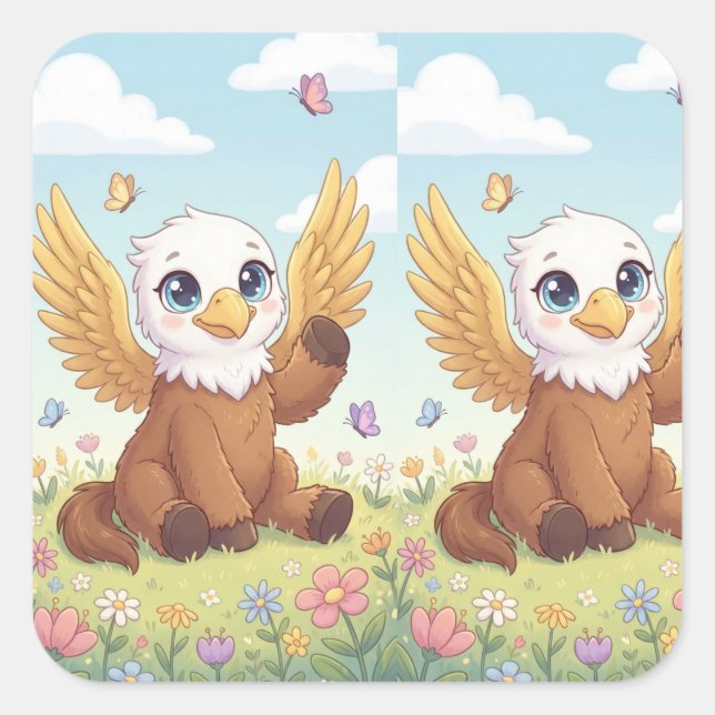 Little Meadow Griffin – Whimsical Fantasy Sticker (Front)