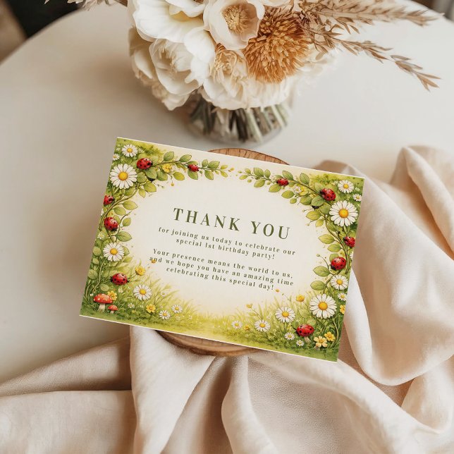 Little Meadow Lady Turns One Thank You Card (Creator Uploaded)