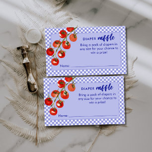 Little Meatball Diaper Raffle Blue Baby Shower Enclosure Card