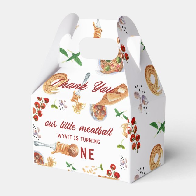 Little Meatball First Birthday  Favour Box (Front Side)