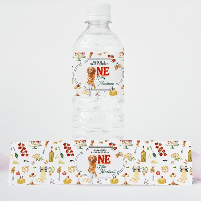 Little Meatball | Holy Ravioli First Birthday Water Bottle Label (Creator Uploaded)