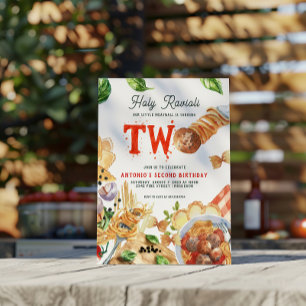 Little Meatball   Holy Ravioli Second Birthday Invitation