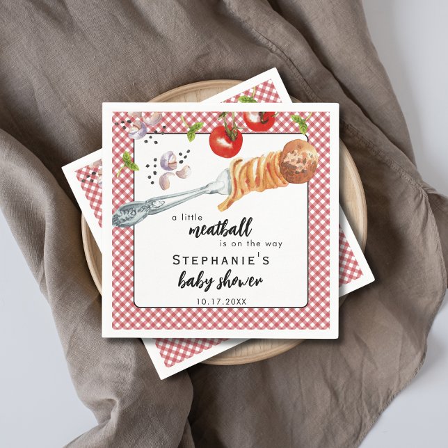 Little Meatball Is On The Way Italian Baby Shower Napkin (Creator Uploaded)