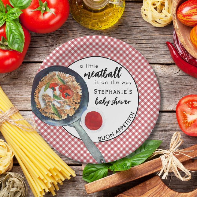 Little Meatball Is On The Way Italian Baby Shower Paper Plate (Creator Uploaded)