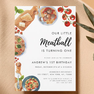 Little Meatball Italian Food 1st Birthday Invitation