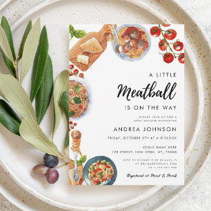 Little Meatball Italian Food Baby Shower Invitation