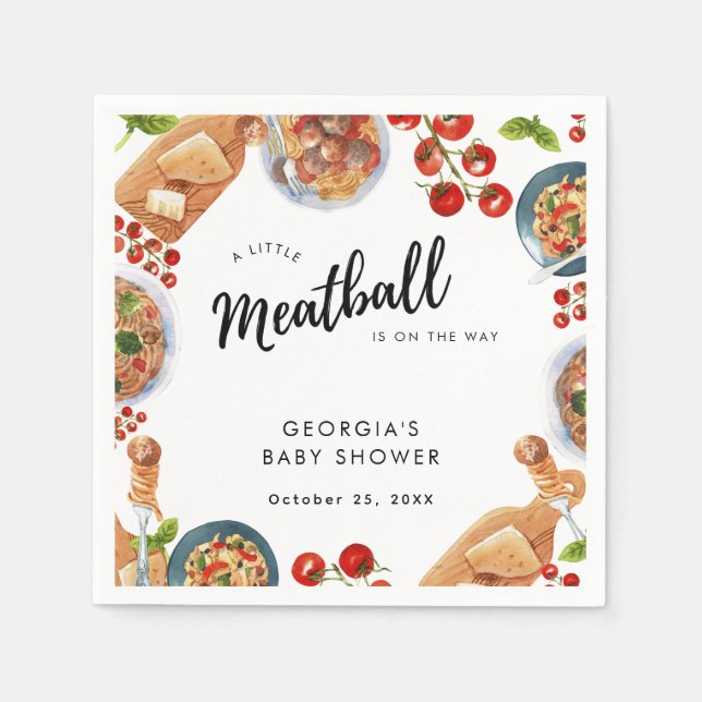 Little Meatball Italian Food Baby Shower  Napkin (Front)