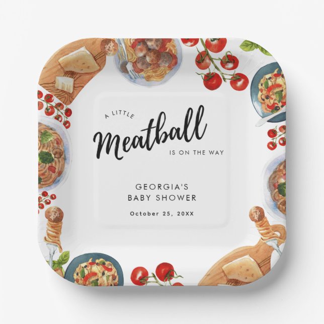 Little Meatball Italian Food Baby Shower  Paper Plate (Front)