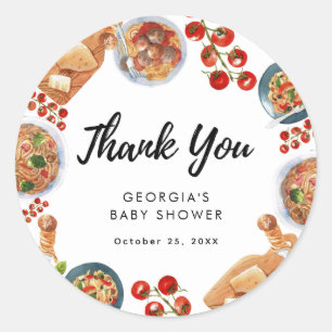 Little Meatball Italian Food Baby Shower Thank You Classic Round Sticker
