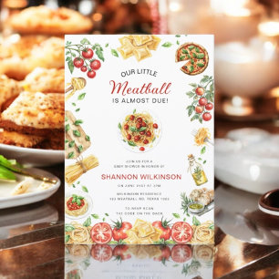 Little Meatball Italian Pasta Baby Shower QR code Invitation