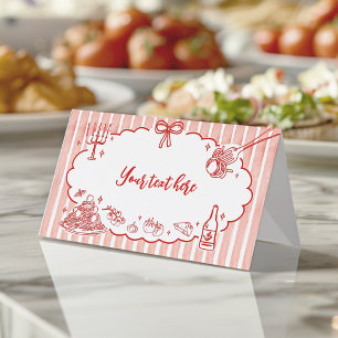 Little Meatball Italian Pasta Birthday Food Tent Place Card