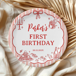 Little Meatball Italian Pasta Birthday Party Paper Plate