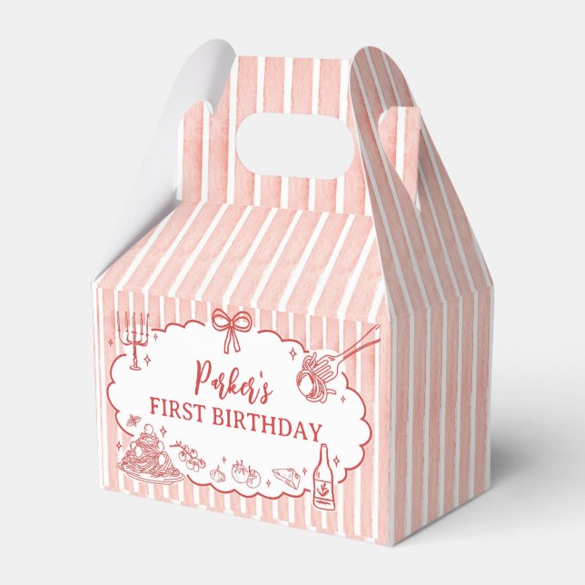 Little Meatball Pasta Birthday Party Favor Box (Front Side)