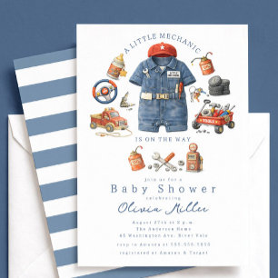 Little Mechanic Baby Shower Invitation Boy