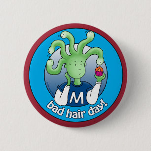 Little Medusa, Bad Hair Day! 6 Cm Round Badge