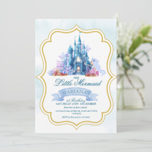 Little Mermaid 1st Birthday Invitation