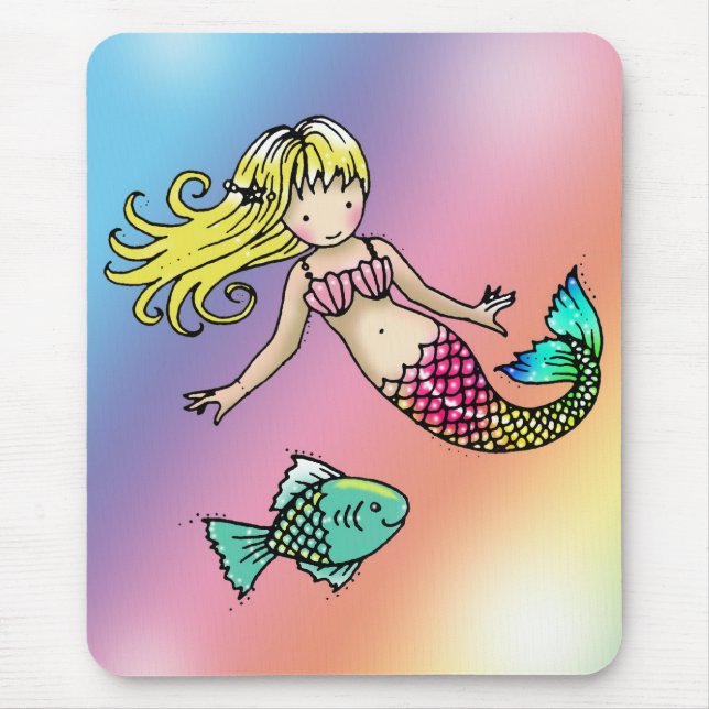 Little Mermaid and Fish  Mousepad (Front)