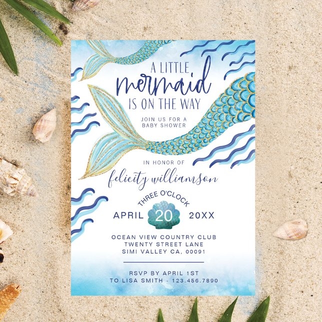 Little Mermaid Baby Shower Invitation Mermaid Baby (Creator Uploaded)