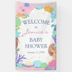 Little Mermaid Baby Shower Welcome Sign Banner