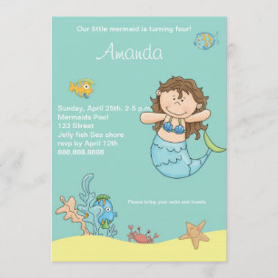 Little mermaid birthday invitation