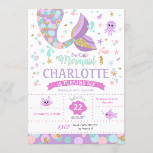 Little Mermaid Birthday Invitation Under the Sea