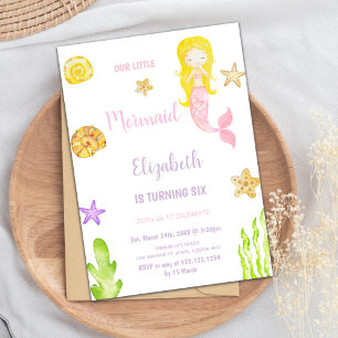 Little Mermaid Birthday Invitations