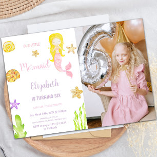 Little Mermaid Birthday Invitations with photo