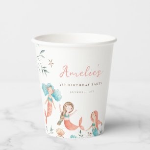 Little Mermaid Birthday Paper Cups