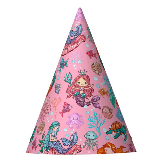 Little Mermaid Birthday Party Hat (Front)