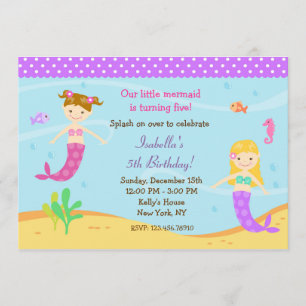 Little Mermaid Birthday Party Invitations