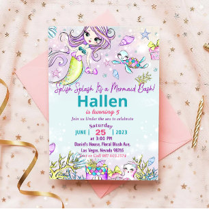 Little Mermaid Birthday Party Under The Sea Party Invitation