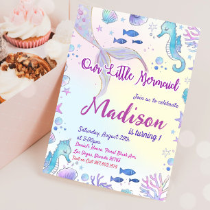 Little Mermaid Birthday Party Under The Sea Party Invitation