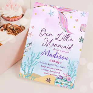 Little Mermaid Birthday Party Under The Sea Party Invitation