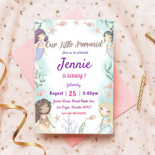 Little Mermaid Birthday Party Under The Sea Party Invitation